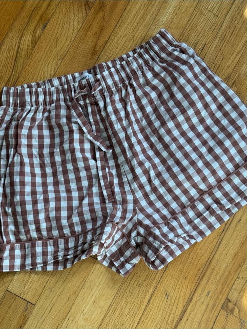 Nordstrom Brown and White Gingham Lounge Shorts
